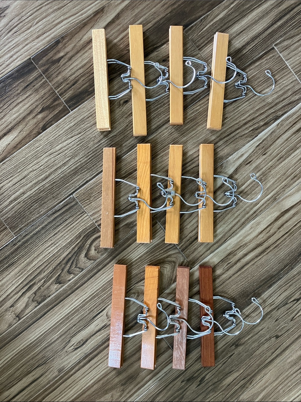 Wooden Clip Hangers - Natural Brown Set of 12